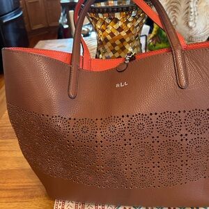 Brown Laser Cut Tote Bag, small flaws, reversible